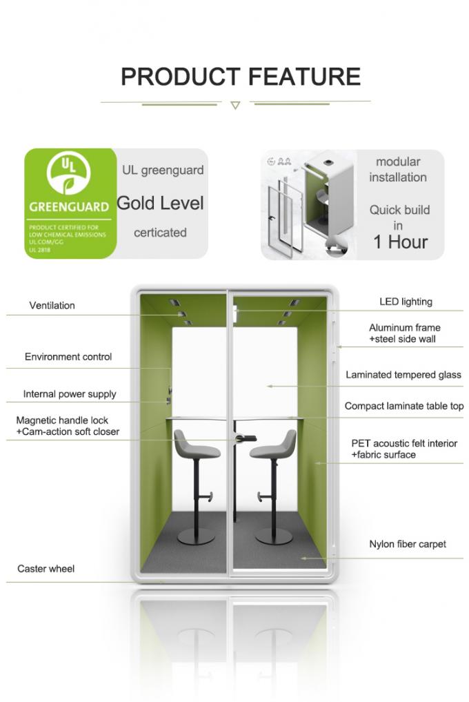 Slient Booth Movable Silent Booth with 4000K Lighting & Soundproofing