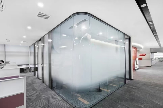 curved glass single/double glass Aesthetic for meeting room frosted glass privacy with logo