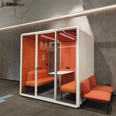 Movable Soundproof Meeting Pod with 4 People Seats STC30dB and 4000K Natural Light