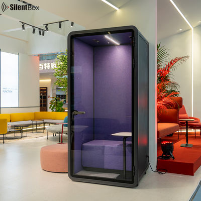 Modern Silent Booth with Low Noise Air Circulation and Sound Damping Felt & Polyester Fiber for Office Meetings
