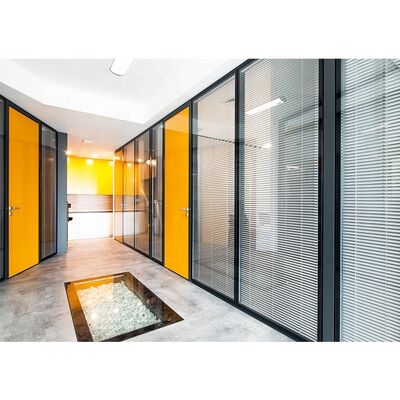 Office Aluminum Glass Partition Wall Framed Glass Office Partition with Shutter