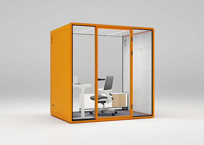 Tempered Glass Private Meeting Pods Colorful Cabins Steel Reduce Acoustic Room