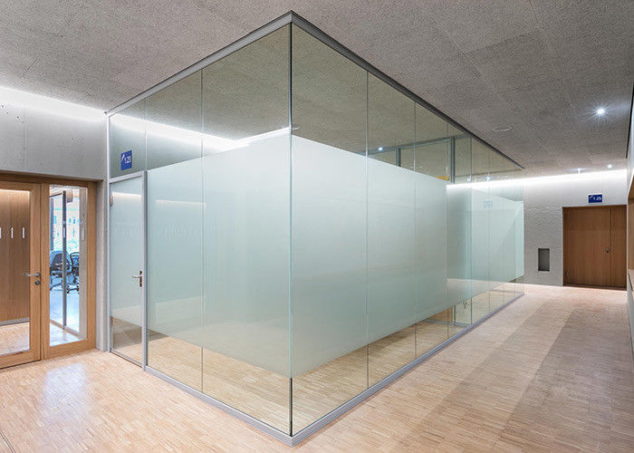 Panoramic Double-Glass Partition System Single Glass Partition Wall With Middle Frosted