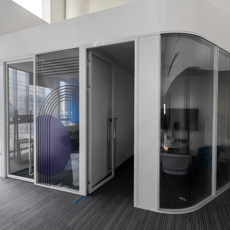 Double glass acoustic partition wall optimized space efficiency for workstations meeting rooms executive suites