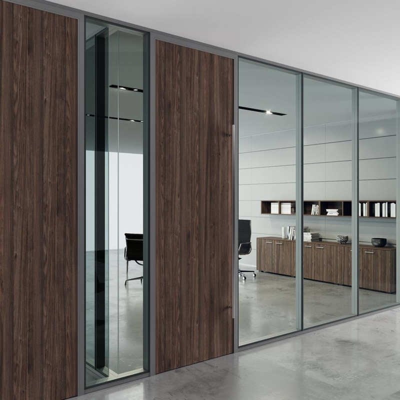 Pre-Assembled Glass Partition Wall with Aluminum Frame and Soundproofing