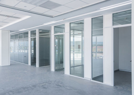 Demountable Solid Partition Wall Fixed pre fabricated Glass Wall Panels For Office